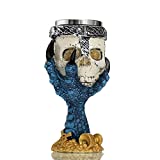 Taza de calaveras de acero inoxidable, taza de copa de calavera 3D, taza de calavera, taza de café, copa de esqueleto medieval con gótico, taza de calavera gótica, decoración de fiesta (garra azul)